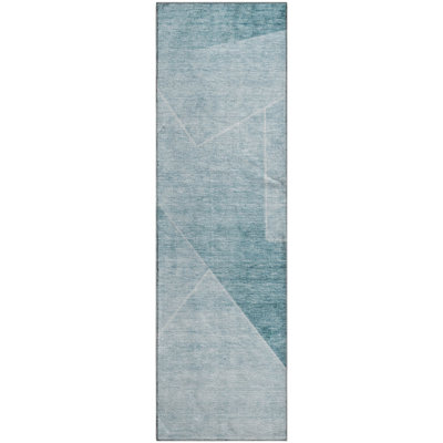 Premium Machine Washable Prisco Teal Rug