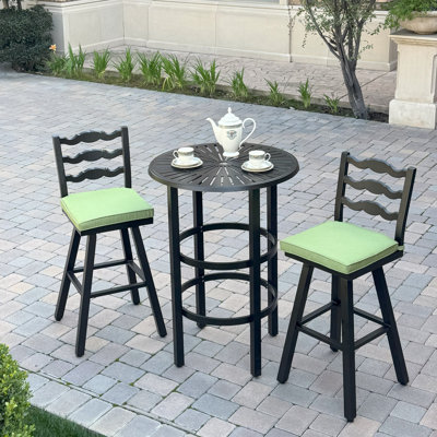 Aluminum 3-Piece Patio Bar Set with 30'' Round Bar Table