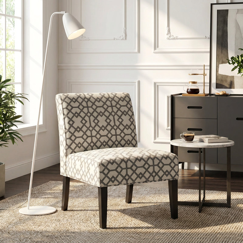 Chaise d'appoint moderne pour le salon, Gris / Blanc