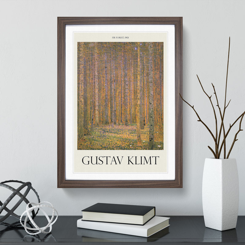 Fir Tree Forest by Gustav Klimt - Framed Print, 65cm H x 48cm W x 2cm D, Walnut Framed