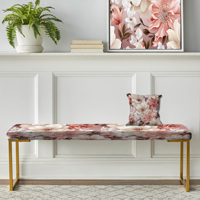 Banc floral rembourré or
