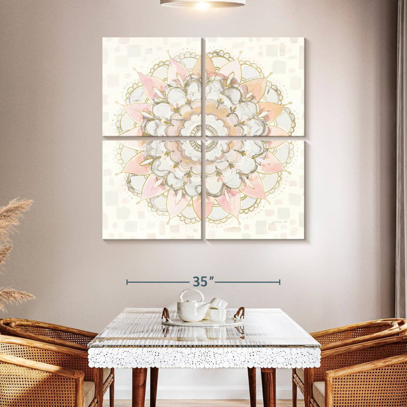 Mandala Kerner moderne champagne carré