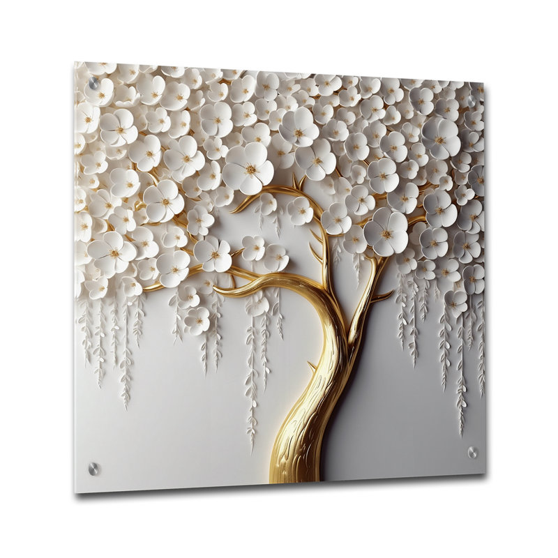 White Orchid Tree Garden Of Branches II - Tree Floral Acrylic Wall Art, 16" H x 16" W
