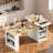 Kitchen Island With Extendable Dining Table, Double-sided Storage, 2 Drawers, Power Outlet And Side Open Shelves
