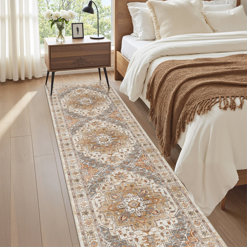 Tapis antidérapant Malila, Gris, Tapis de couloir 2 pi x 8 pi