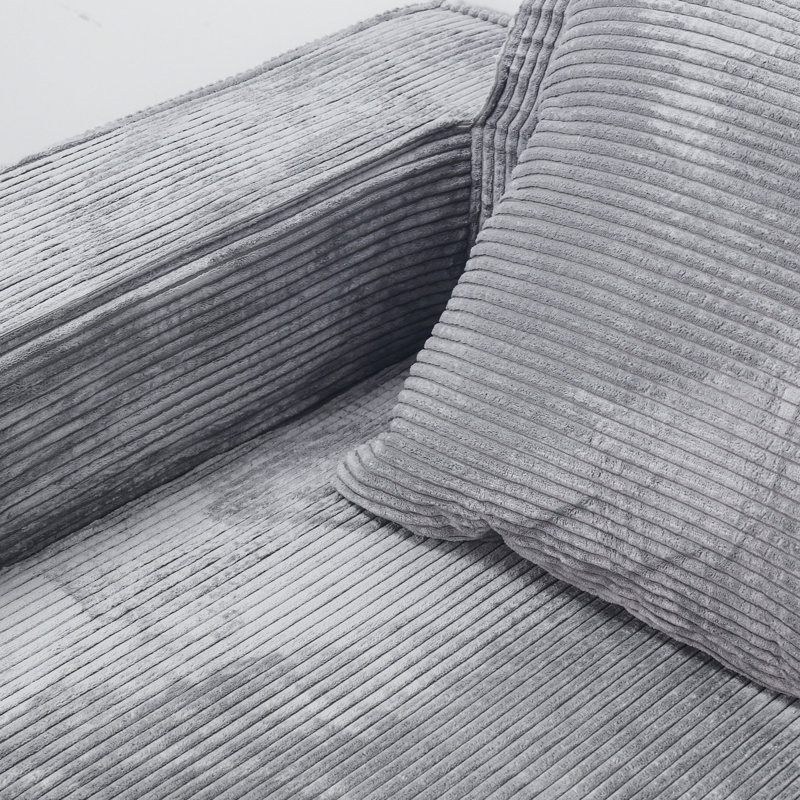 Lit futon convertible à compression avec accoudoirs, salon confortable pour le salon, gris, velours côtelé, siège à 3 places, fermeté moyenne, accoudoirs et dossier à coussin rétractable standard de 100 po, chambre à coucher, rembourrage en mousse,