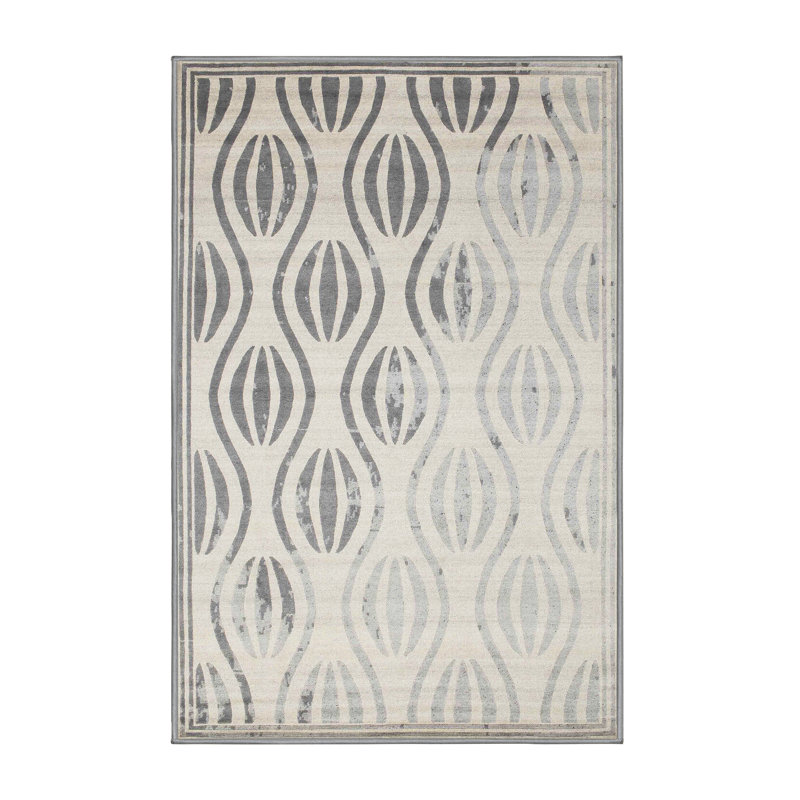Tapis beige/noir contemporain, Rectangle 8 pi x 12 pi
