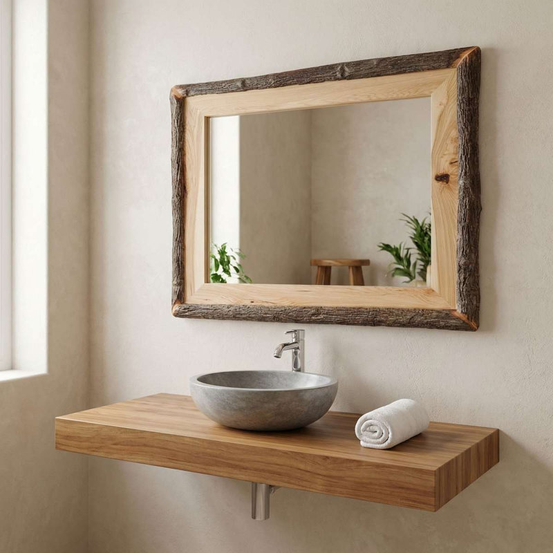 Miroir Fireside Lodge Hickory Log - avec verre - espresso - l 48 po x H 36 po, 36 po x 48 po