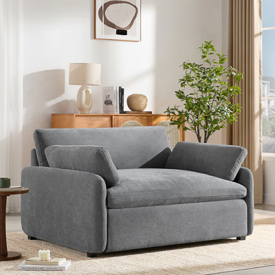 Fauteuil simple surdimensionné 50 * 43, siège large et profond, fauteuil rembourré moderne et confortable pour salon et appartement