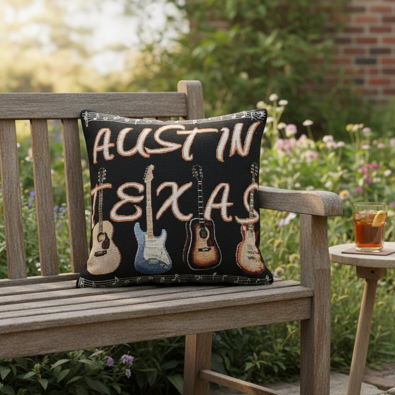 Austin Guitars Throw Pillow 17" x 17"