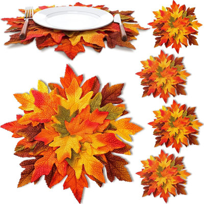 Ensemble de table décoratif en forme de feuille d'érable, lavable et résistant à la chaleur, idéal pour la salle à manger, la cuisine ou les fêtes à la maison. Parfait pour l'automne, Thanksgiving et Halloween. Décor pour la table de cuisine ou la maison.