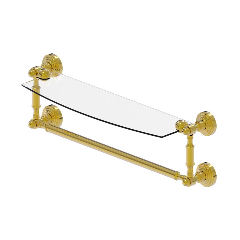 Beresford Bracket Shelf with Towel Bar, 5" H x 22.2" W x 6.1" D, Polished Brass