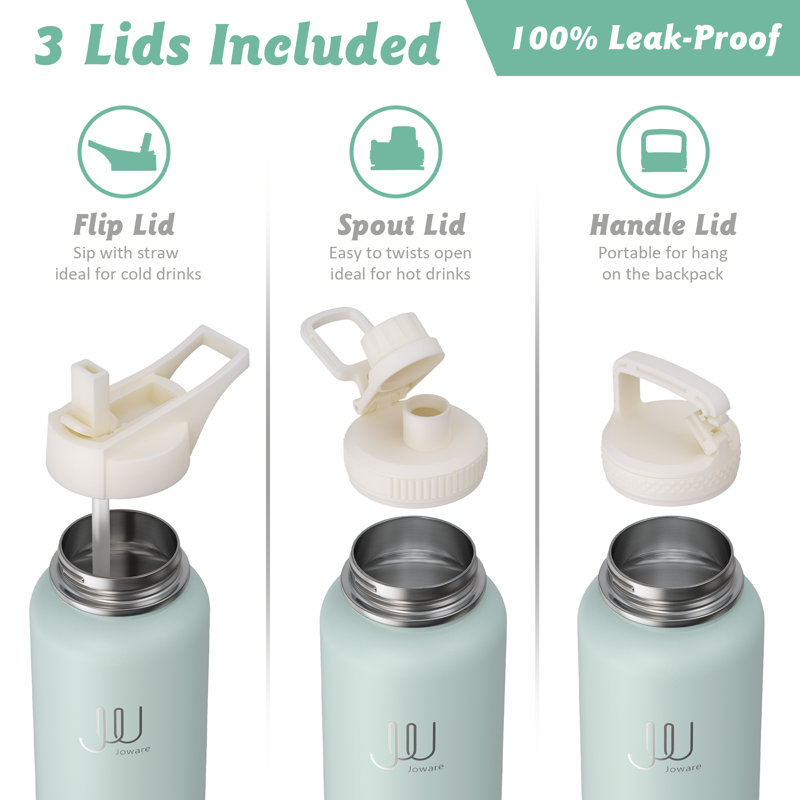 JOWARE 32 oz Bouteille d'eau à double paroi, Vert aquatique