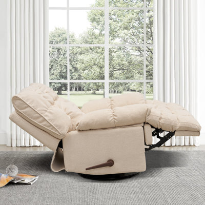 Adyen 43.5"W Oversize Upholstered Recliner, 360° Swievel, 30° Rocking