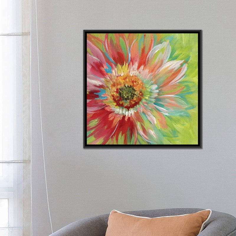 « brillante soleil burst », impression sur toile, H 37 po x l 37 po x P 1,5 po, Toile avec cadre flottant noir, Pas de tapis