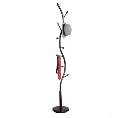 Sturdy Arles Metal And Walnut Standing Coat Rack With 9 Hooks For Organized Entryways And Hallways