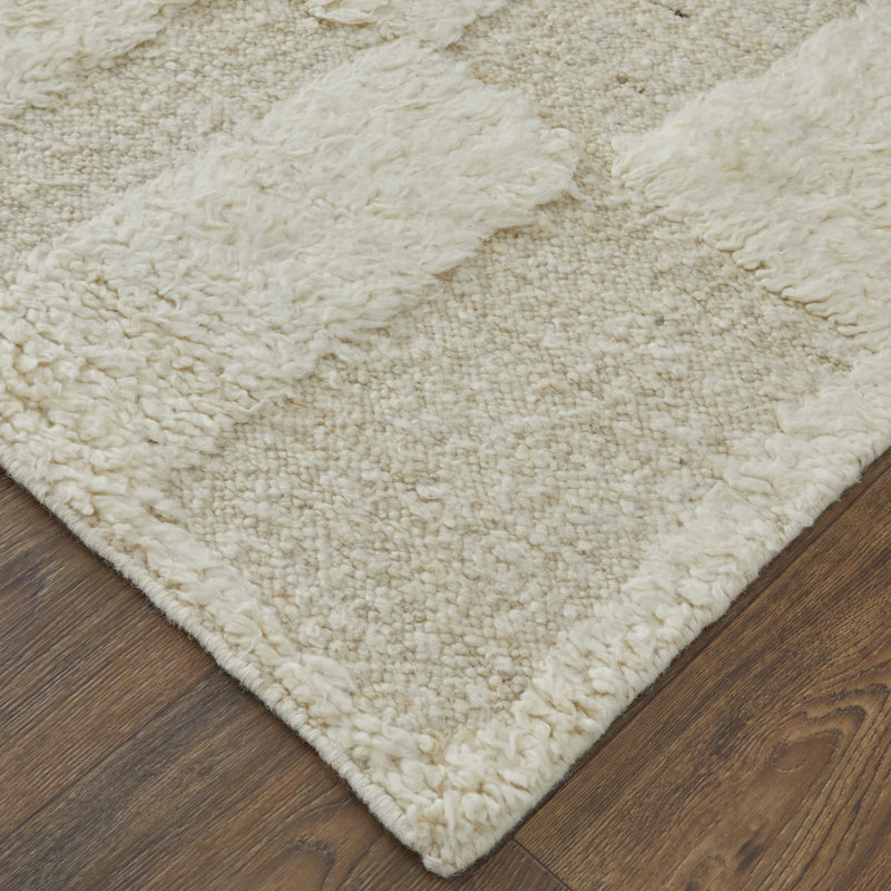 Ashby Wool Geometric Area Rug in Tan, Runner 2'6" x 8'