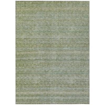 Machine Washable Indoor/Outdoor Xhevrie Sage Rug