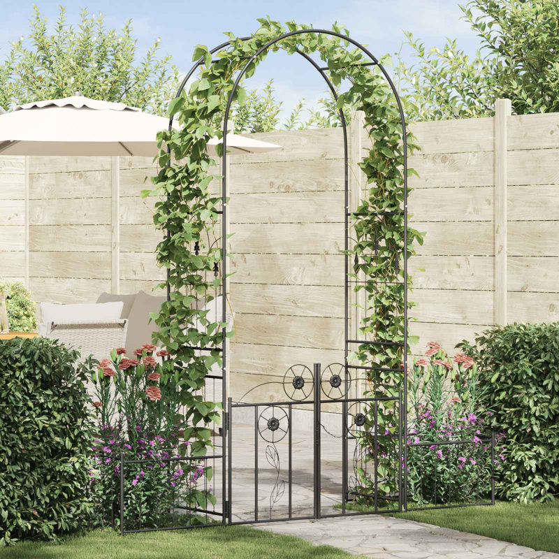 203cm W x 50cm D Steel Arbour, Black