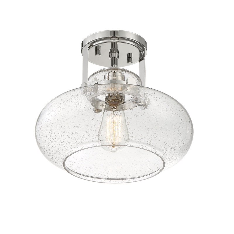 Deebora Glass Semi Flush Mount, Polished Nickel
