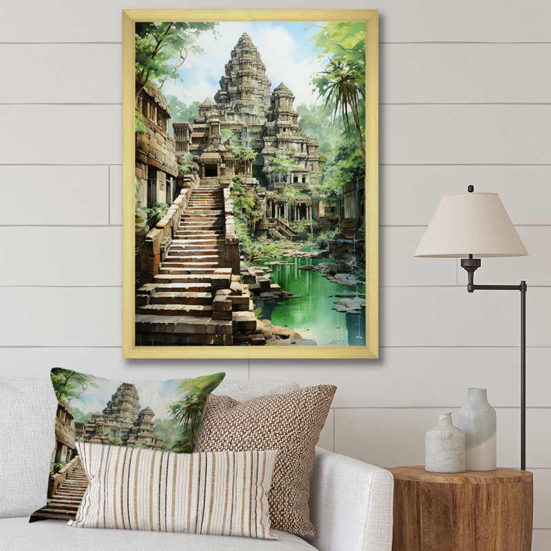 Chaunta Asian Art Journey To Angkor IV, reproduction d'art sur toile, H 40 po x l 30 po x P 1,5 po, Encadrement doré