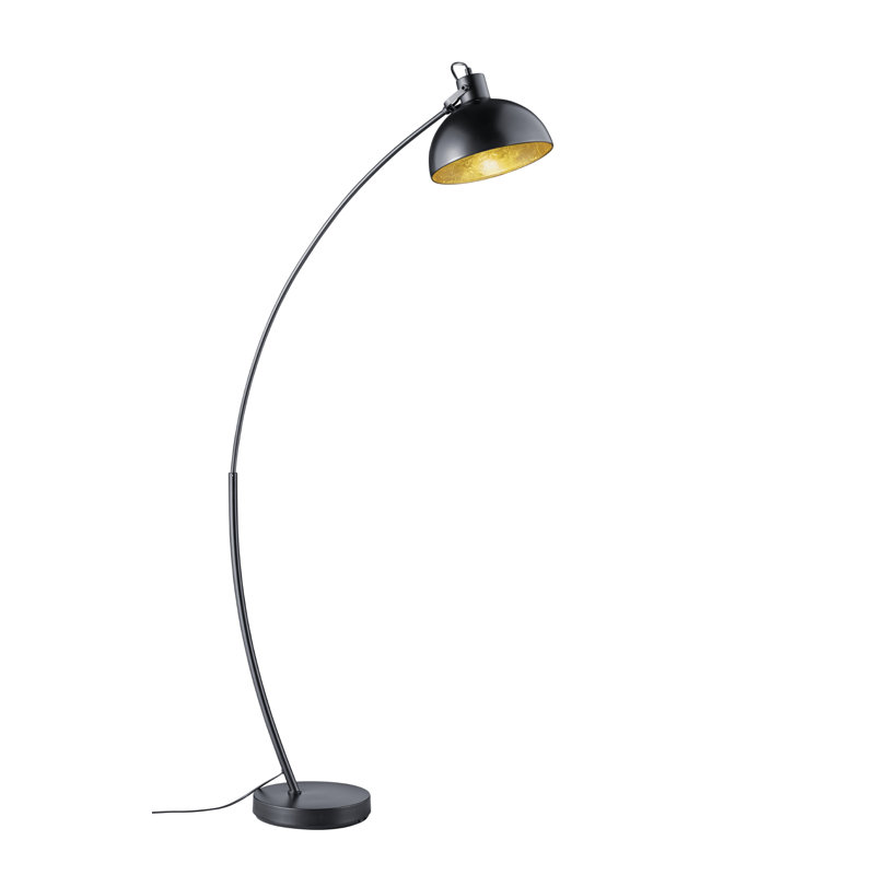 Konen 155cm Black Arched Floor Lamp, Black/Gold