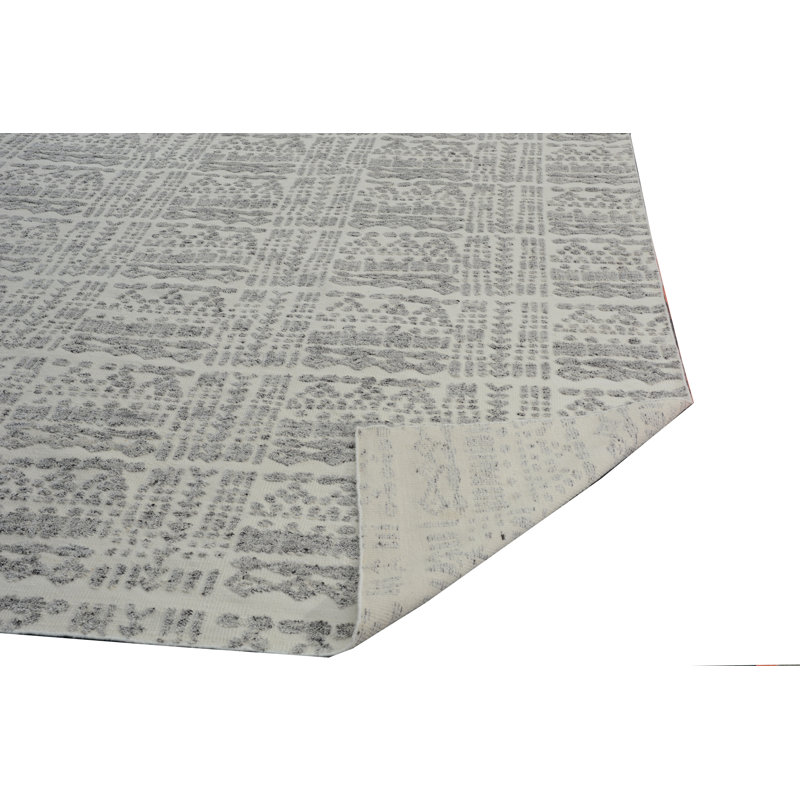 Wool Geometric Area Rug in Gray