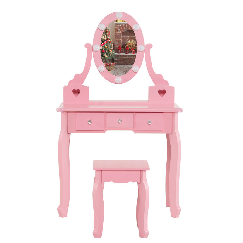 Ensemble de coiffeuse pour enfant, Rose