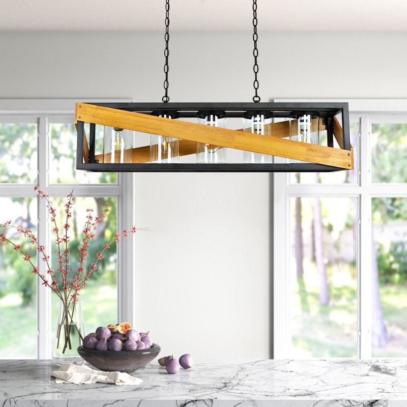 Luminaire suspendu géométrique à 5 lumières pour îlot de cuisine Deyonce