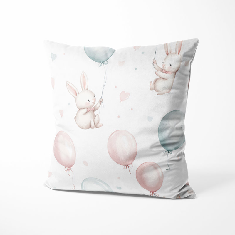 Coussin décoratif à imprimé animal - coussin de ballons de lapin de campagne française, H 20 po x l 20 po