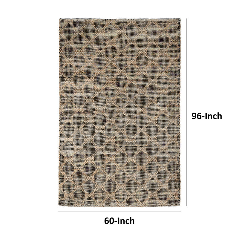 Hand Knotted Washable Geometric Indoor Rug, Rectangle 5' x 8'