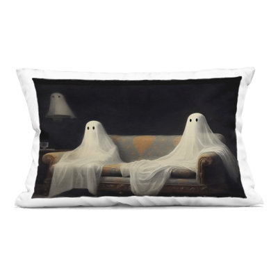 Spooky Couch Ghost Duo Decorative Printed Throw Pillow, design by LSR Design Studio