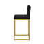 Tabouret à hauteur de comptoir moderne en velours avec dossier complet - ensemble de 2, noir / or-130022061-130022064