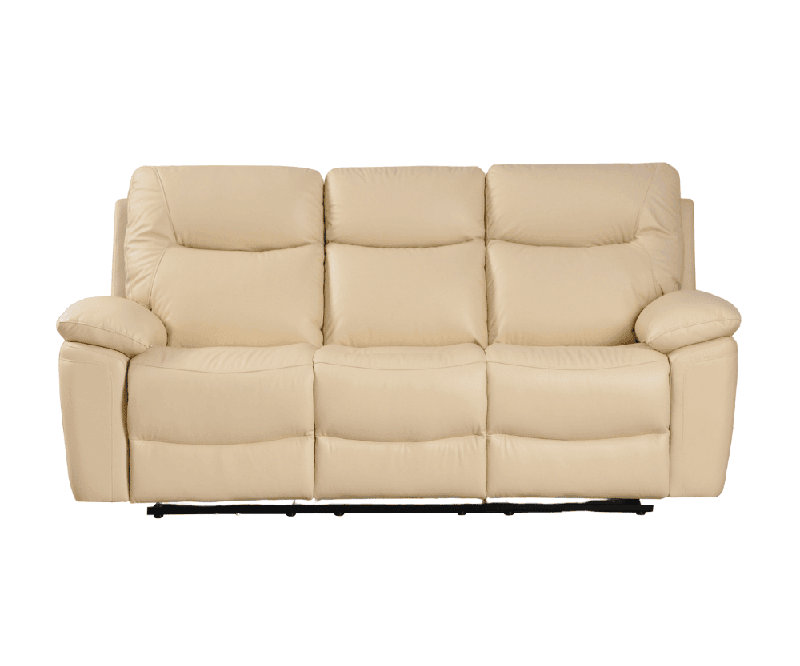 Celarian Genuine Leather Electric Power Recliner 3 Seater, Cream