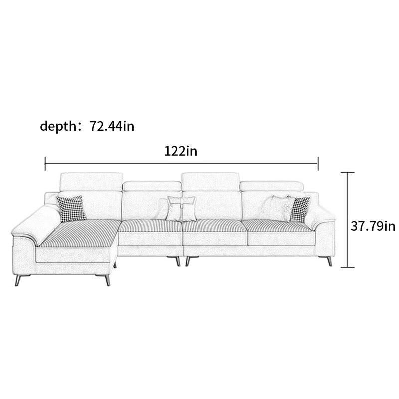 Onolee, H 37,79 po x l 122 po x P 72,44 po