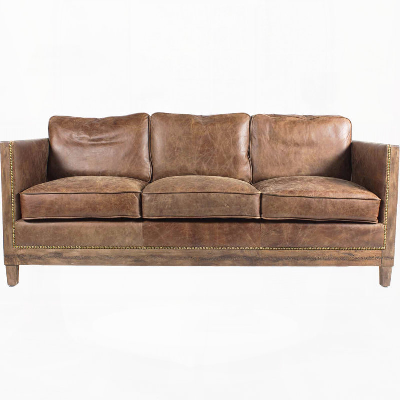 Canapé moderne en similicuir, L 72 po, Brown Faux Leather