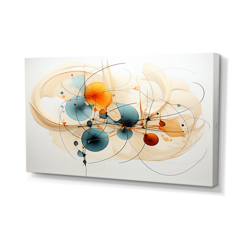 «Teal Orange Line Art Conceptual Abstracts II», impressions sur toile modernes