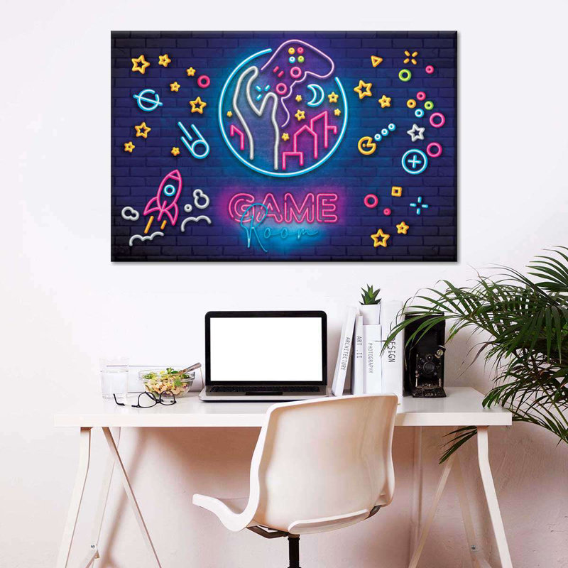 «Game Room», néons sur toile, H 32 po x l 48 po x P 1,25 po