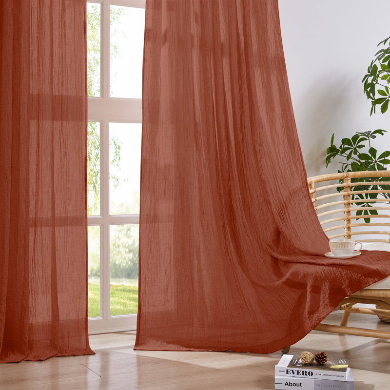 Paire de rideaux en mélange de coton, 40" W x 84" L, Terracotta