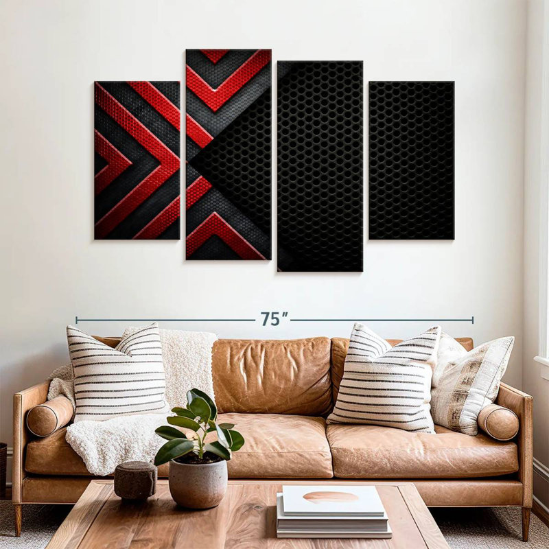 Avery Red Black Abstract, 42" H x 68" W