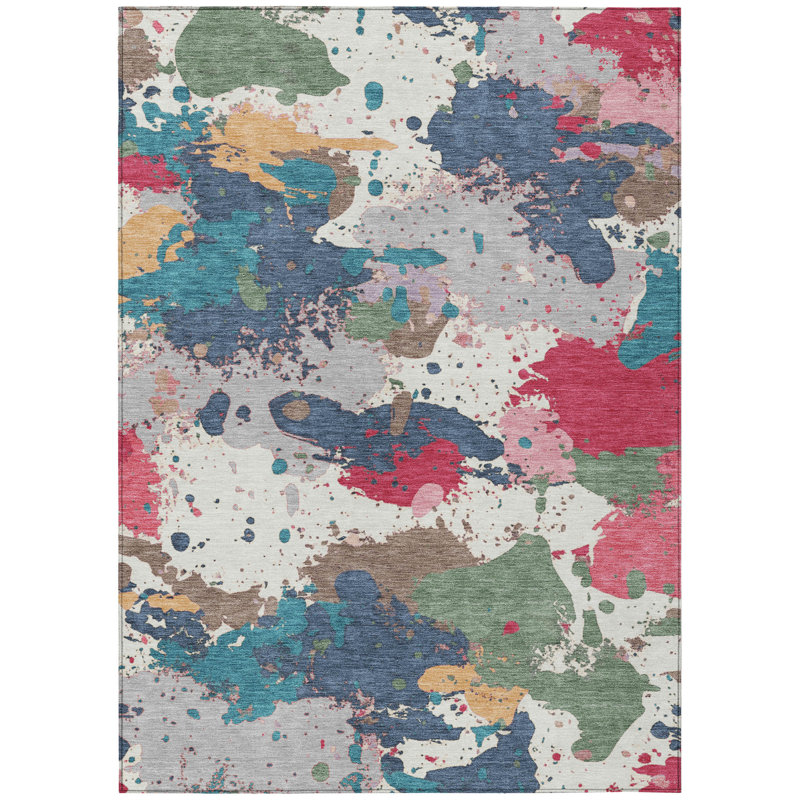 Tapis moderne intérieur / extérieur lavable à la machine Husby ACN2217, Rectangle 8 pi x 10 pi