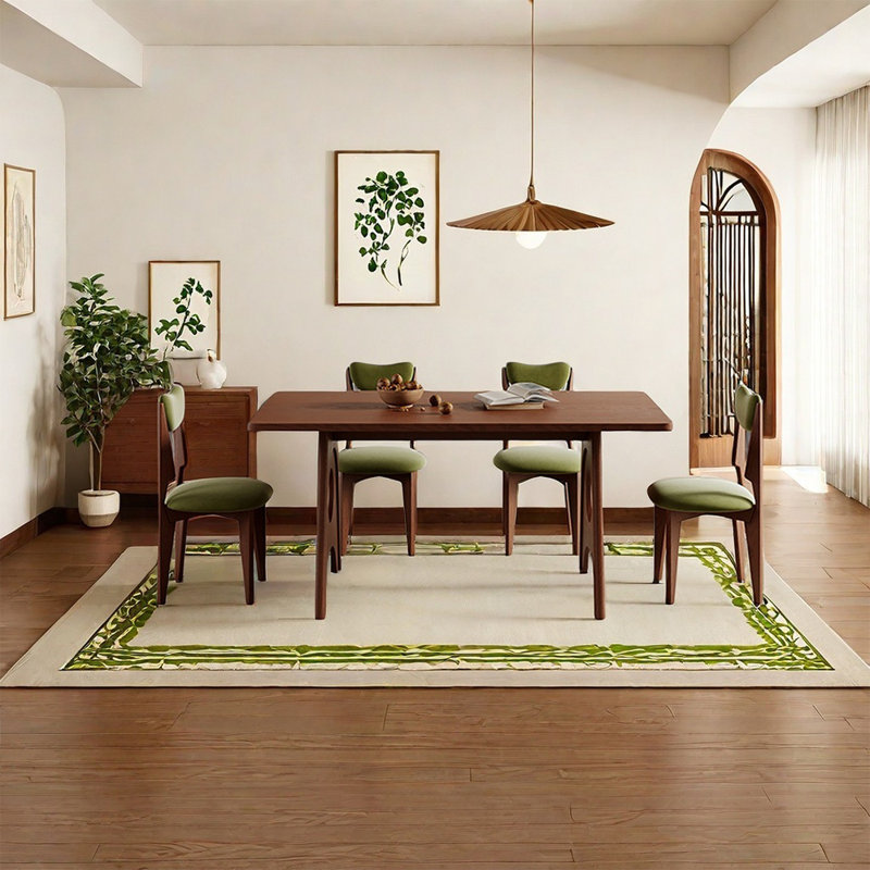 Retro living room Home rectangular dining table sets, 29.52"H x 55.11"L x 31.49"W