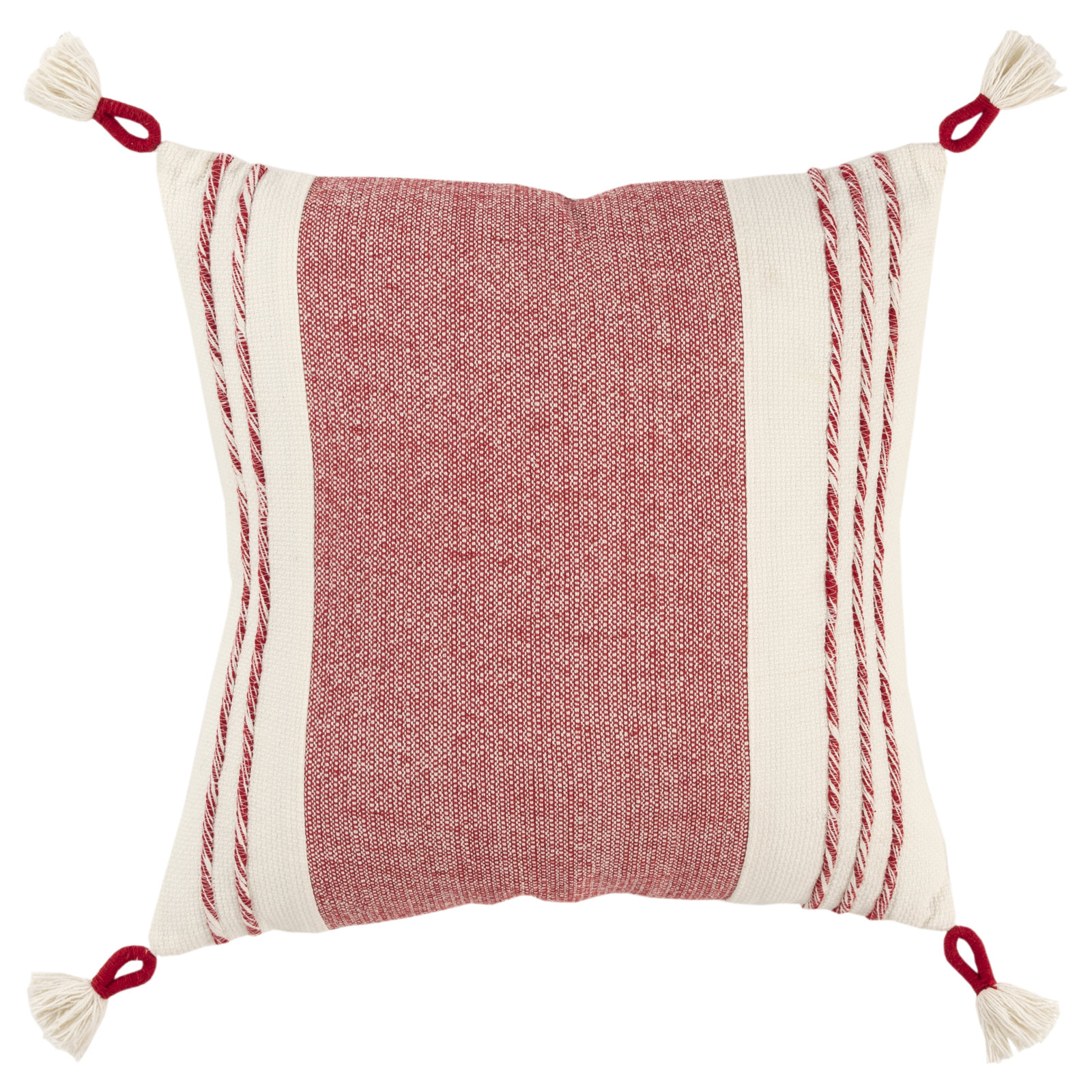 Arnell 100% Cotton Throw Square Throw Pillow, Red/White