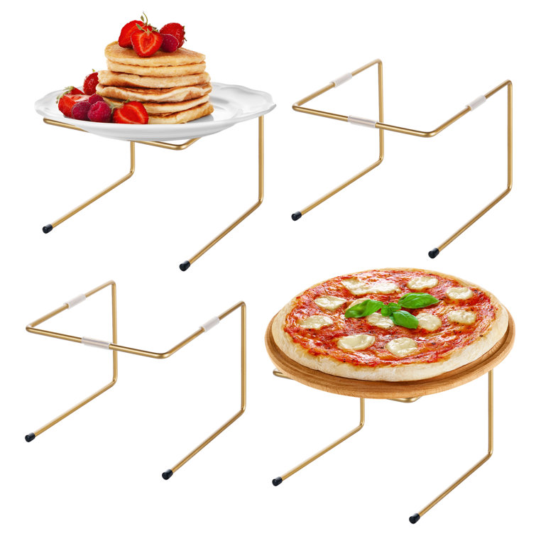 Tabletop Black Metal Pizza Pan Riser Stands, Food Platter Tray