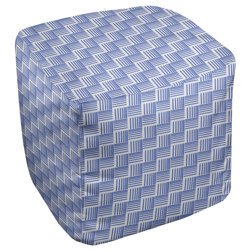 Repose-pieds cubique à rayures classic basketweave, Bleu / gris