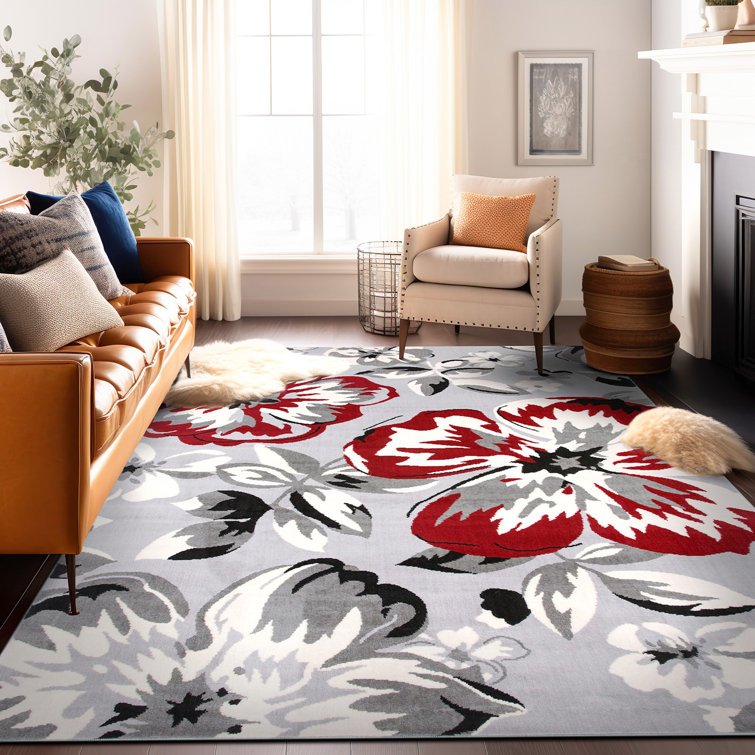 Tapis gris / rouge Rooshi