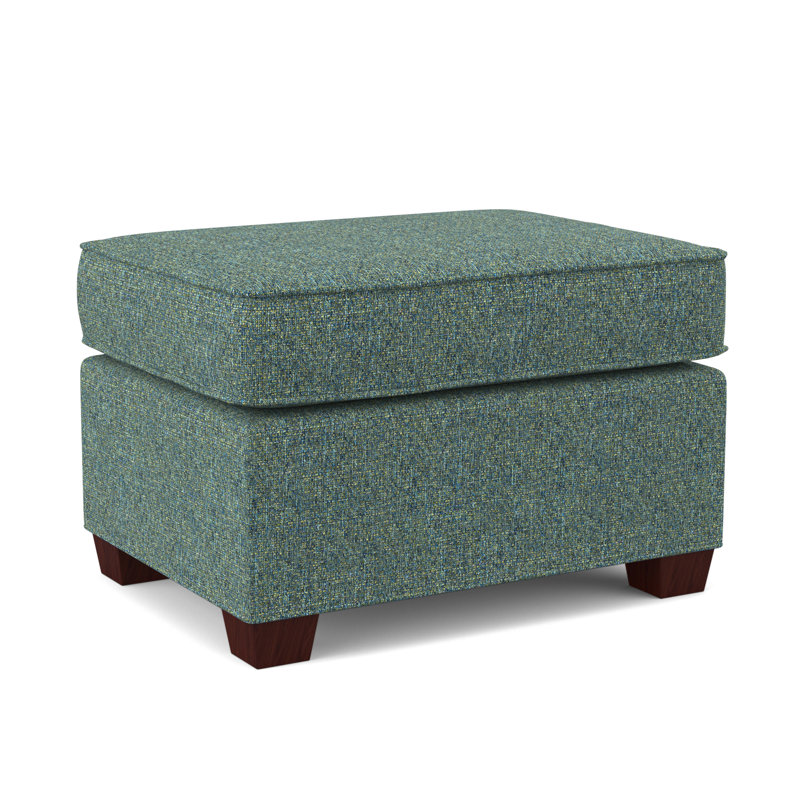 Finn 26" Wide Rectangle Standard Ottoman, Connelly Peacock, Empire Mahogany