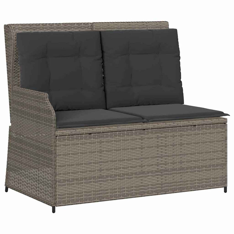Poly Rattan Outdoor Bench, Black, Grey