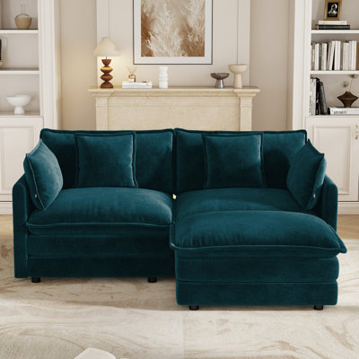Canapé en L avec repose-pieds, canapé Cloud, tissu chenille, pour petits espaces de vie, facile à assembler