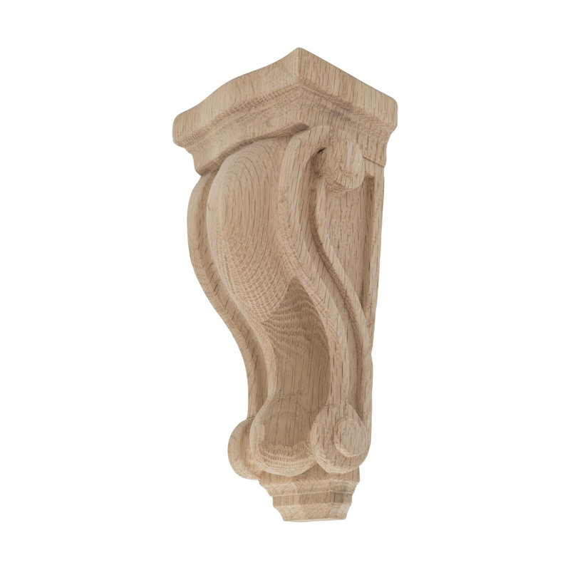 Corbeau en bois brut classique non fini 8-1 / 4 po x 3-3 / 4 po x 2-5 / 8 po, Chêne rouge